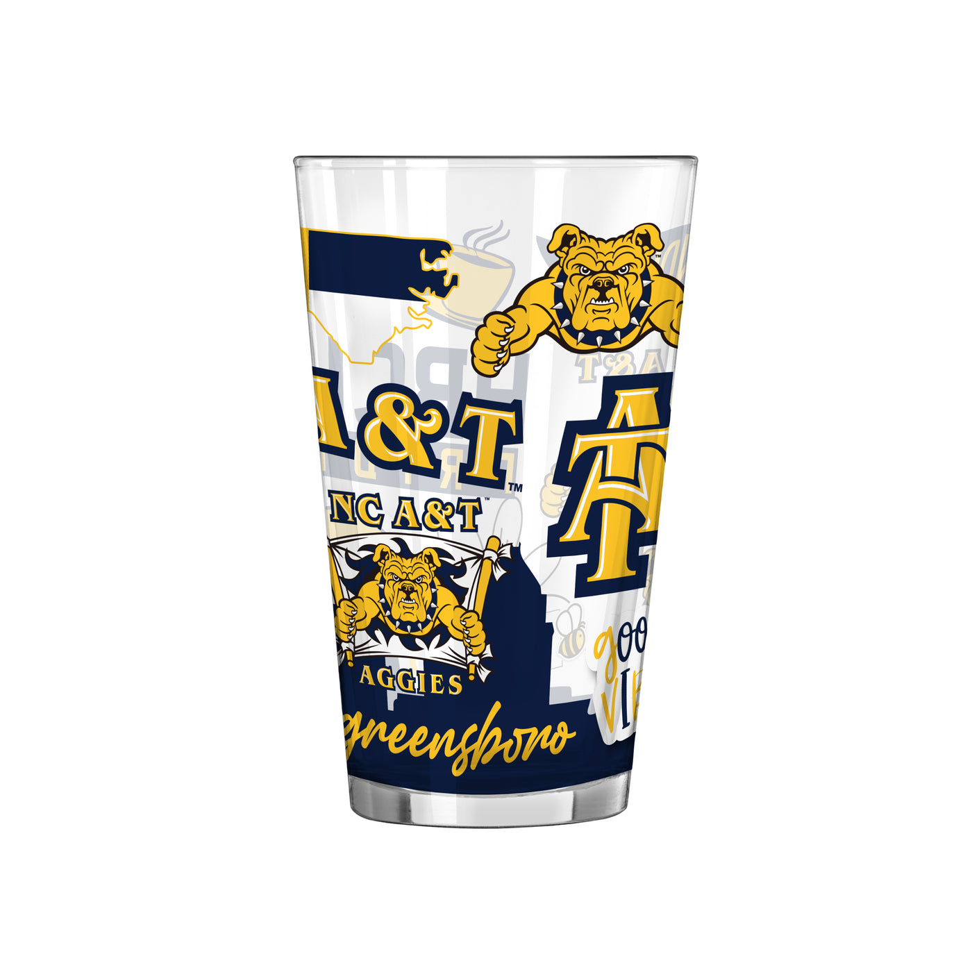NC A&T 16oz Native Pint Glass