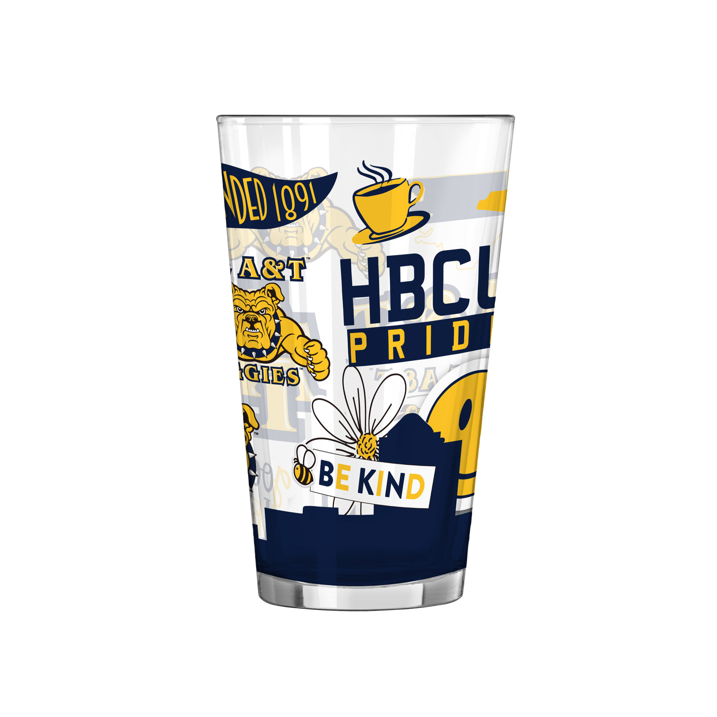 NC A&T 16oz Native Pint Glass