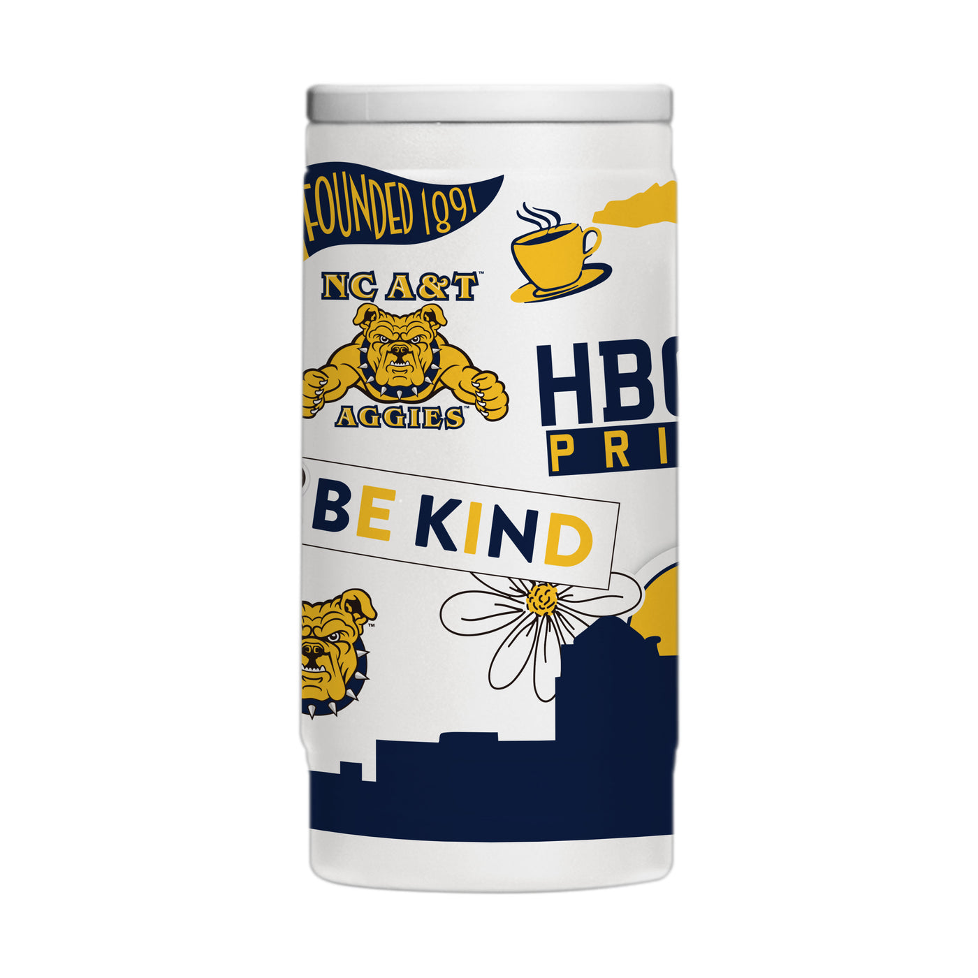 North Carolina A&T 12oz Native Powdercoat SlimCan Coolie