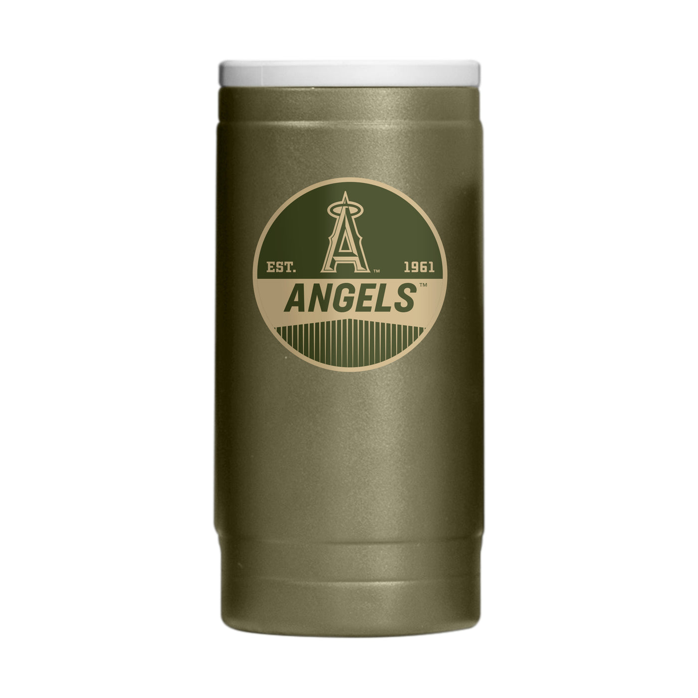 LA Angels Badge Powder Coat Slim Can Coolie