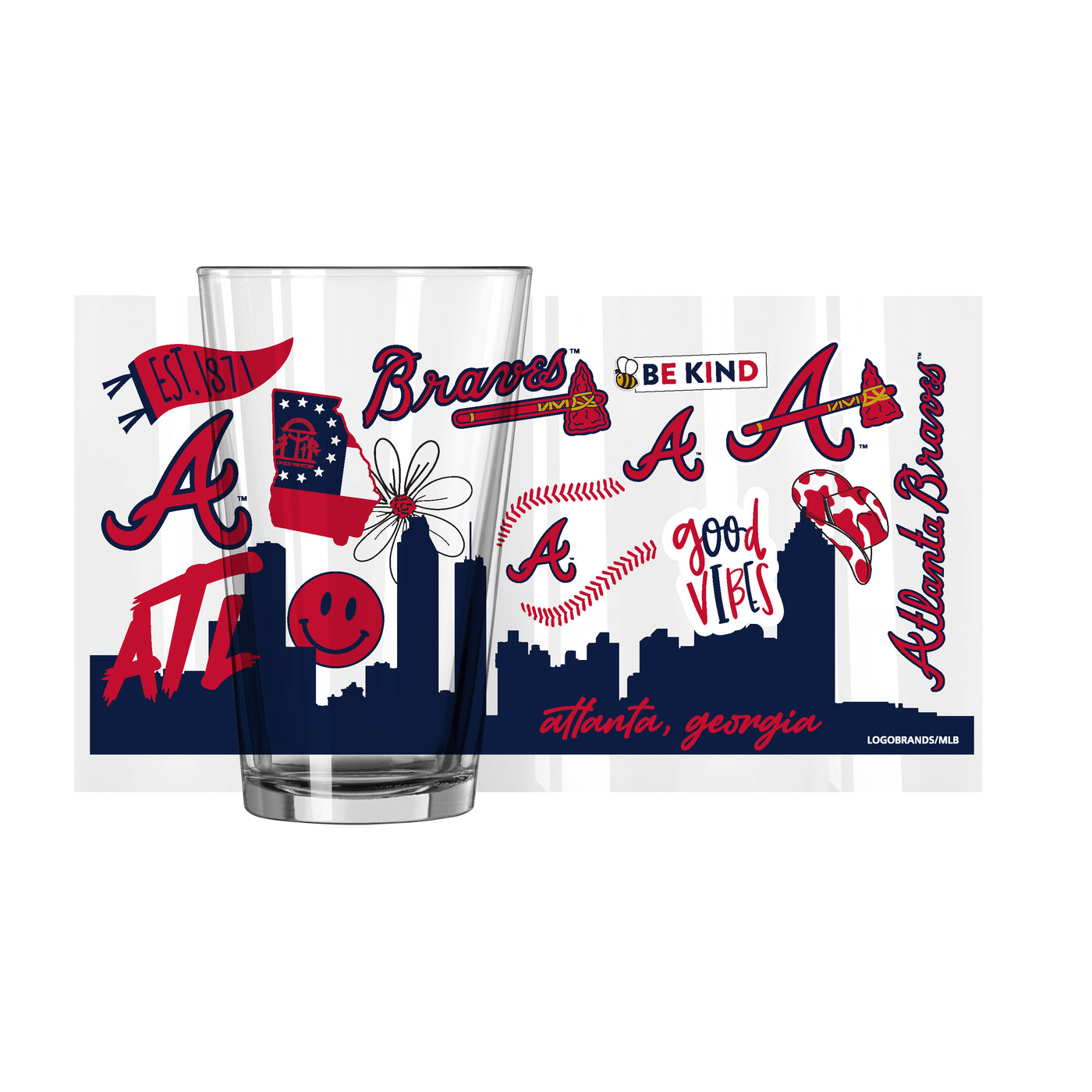 Atlanta Braves 16oz Native Pint Glass