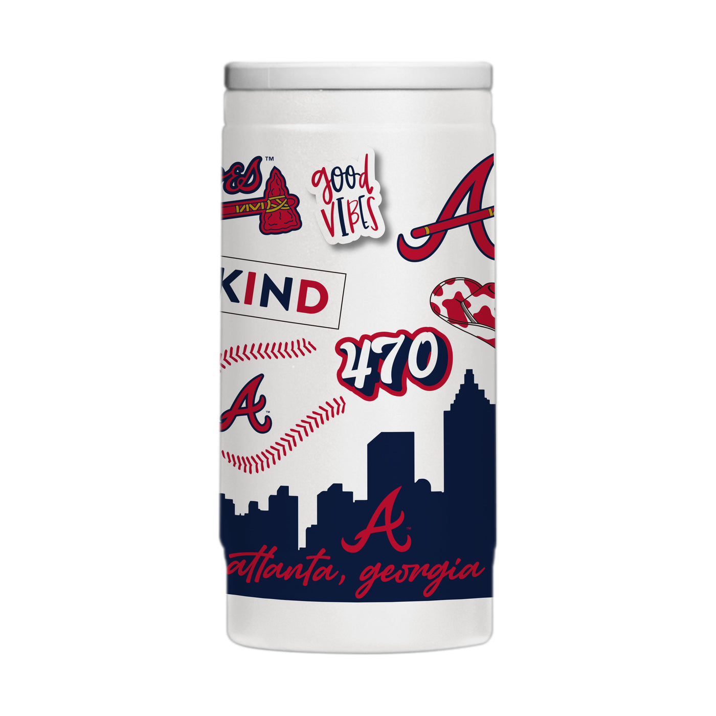 Atlanta Braves 12oz Native Powder Coat Slim Can Coolie