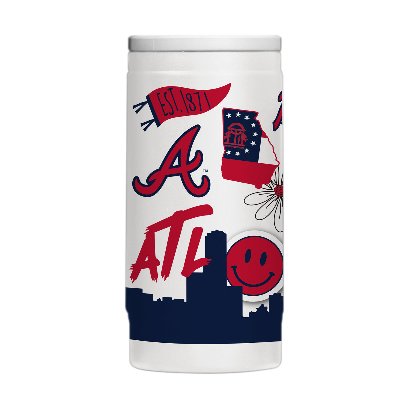 Atlanta Braves 12oz Native Powder Coat Slim Can Coolie