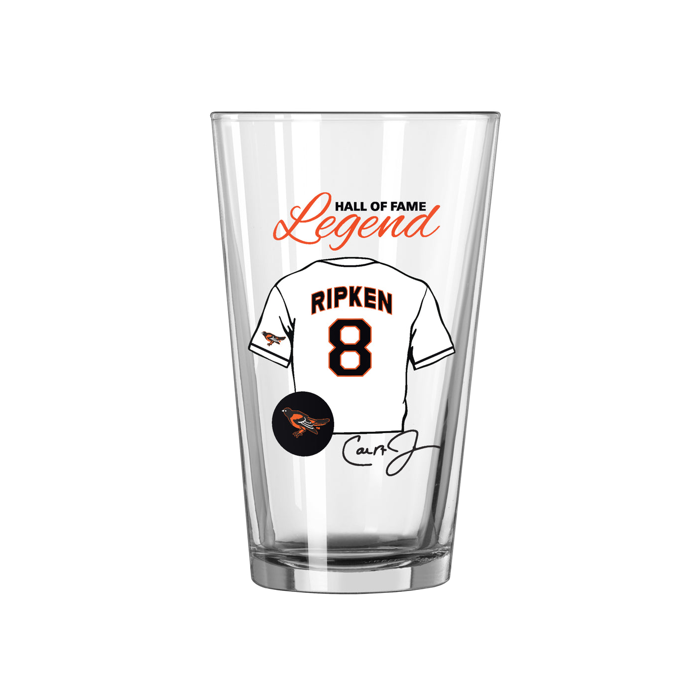 Baltimore Orioles HOF Cal Ripken 16oz Pint Glass