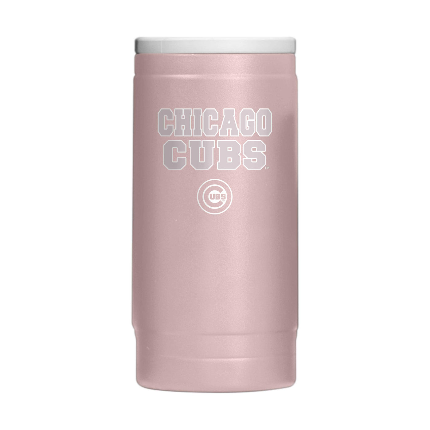 Chicago Cubs Stencil Powder Coat Slim Can Coolie