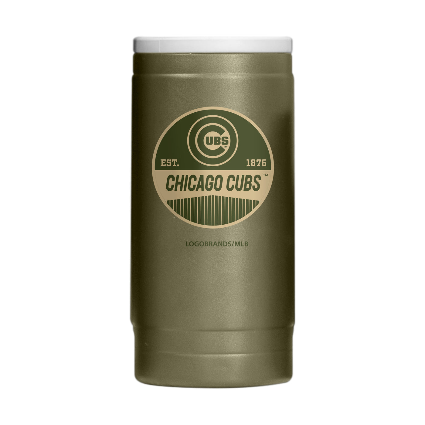 Chicago Cubs  Badge Powder Coat Slim Can Coolie