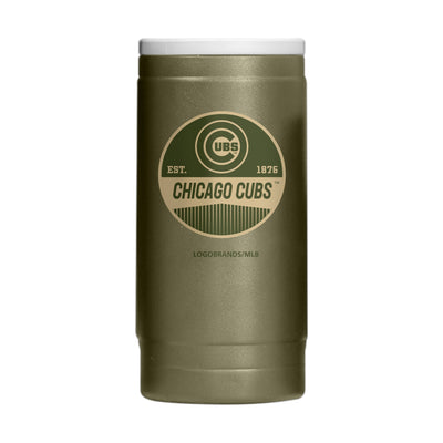 Chicago Cubs  Badge Powder Coat Slim Can Coolie
