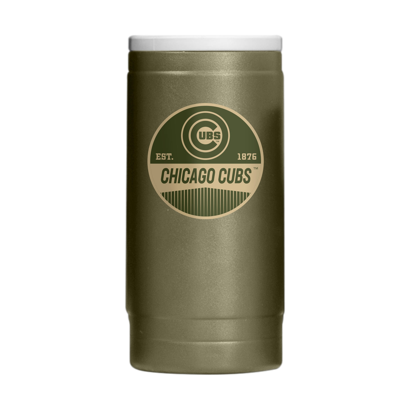 Chicago Cubs  Badge Powder Coat Slim Can Coolie