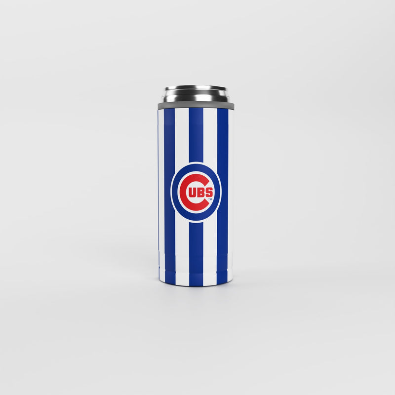Chicago Cubs 12oz Striped Powdercoat SlimCan Coolie - Logo Brands