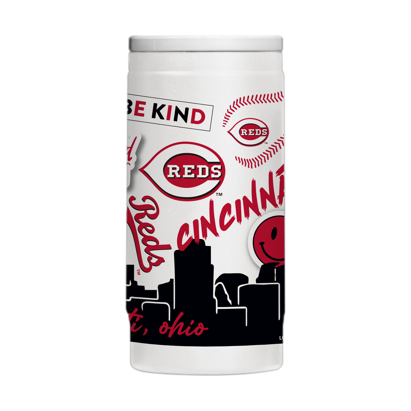 Cincinnati Reds 12oz Native Powder Coat Slim Can Coolie