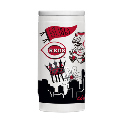 Cincinnati Reds 12oz Native Powder Coat Slim Can Coolie