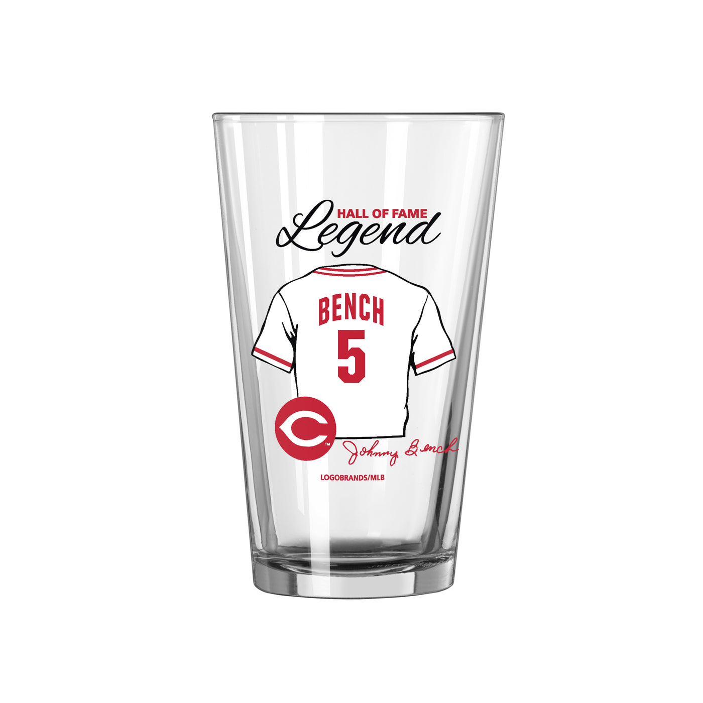 Cincinnati Reds HOF Jonny Bench 16oz Pint Glass