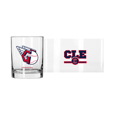 Cleveland Guardians 14oz Letterman Rocks Glass