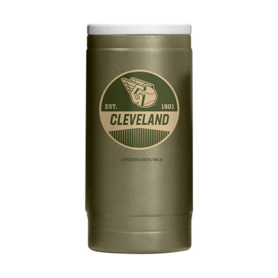 Cleveland Guardians Badge Powder Coat Slim Can Coolie