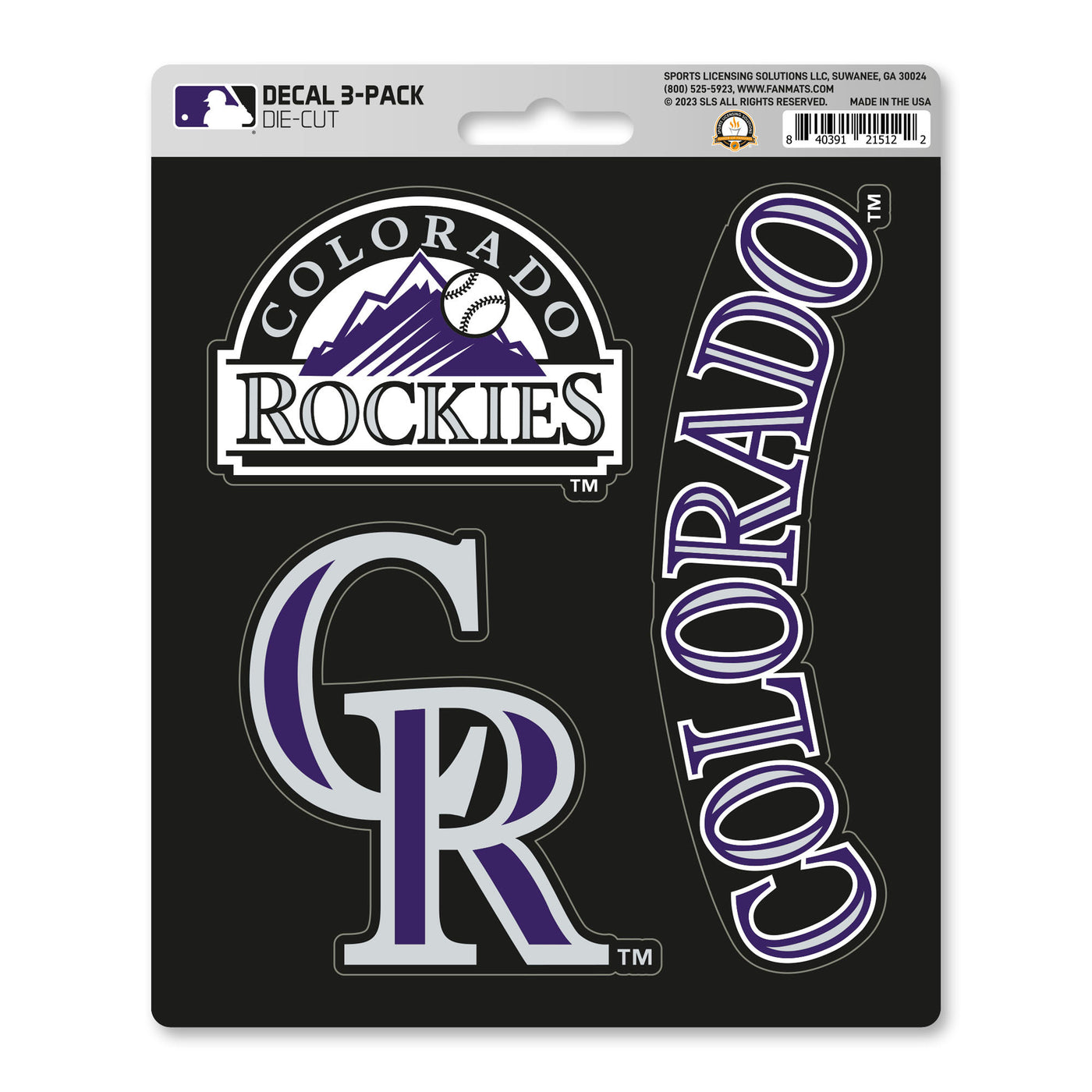 MLB - Colorado Rockies Decal 3-pk