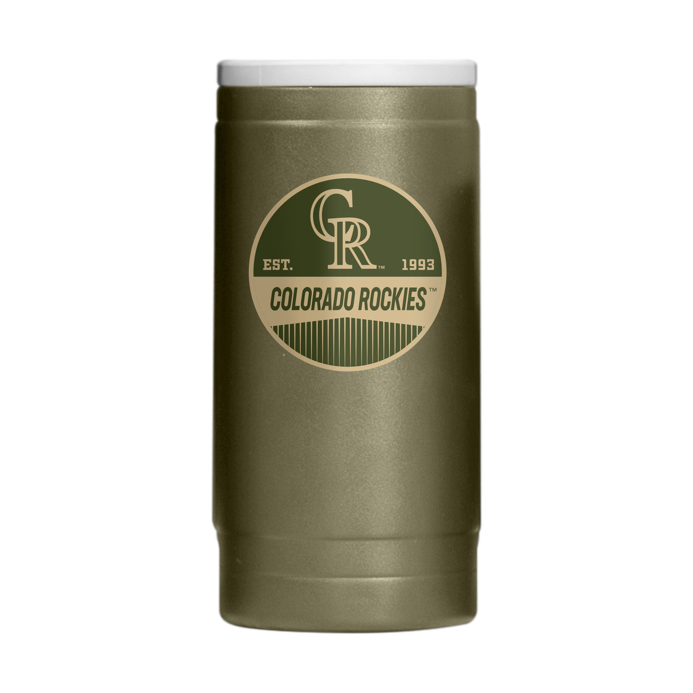 Colorado Rockies Badge Powder Coat Slim Can Coolie