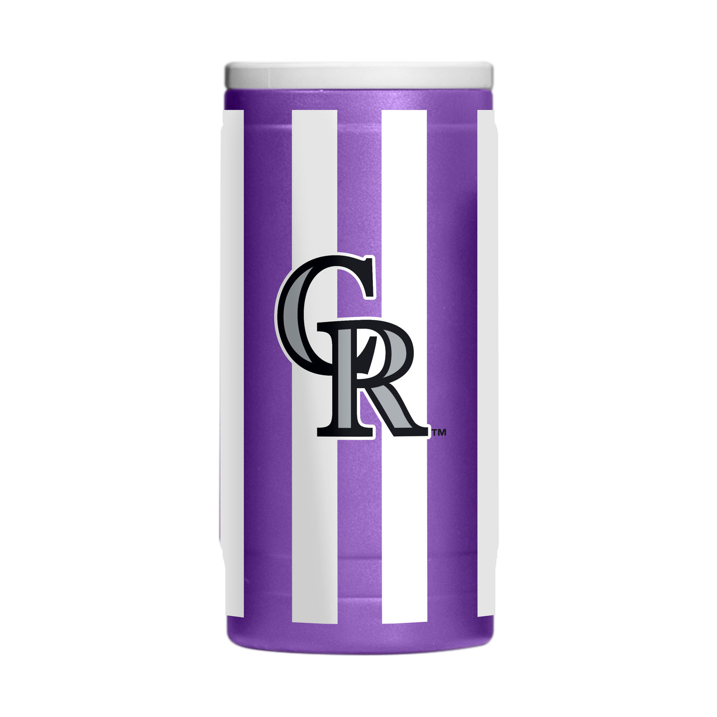 Colorado Rockies 12oz Striped Powdercoat SlimCan Coolie