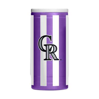Colorado Rockies 12oz Striped Powdercoat SlimCan Coolie