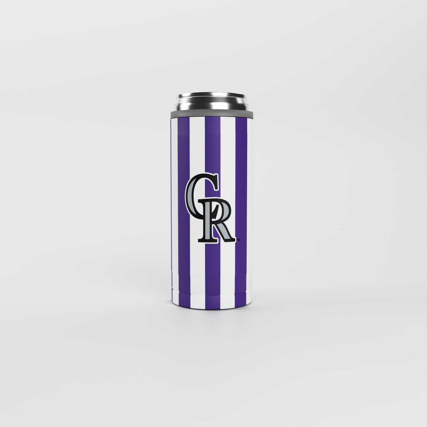 Colorado Rockies 12oz Striped Powdercoat SlimCan Coolie