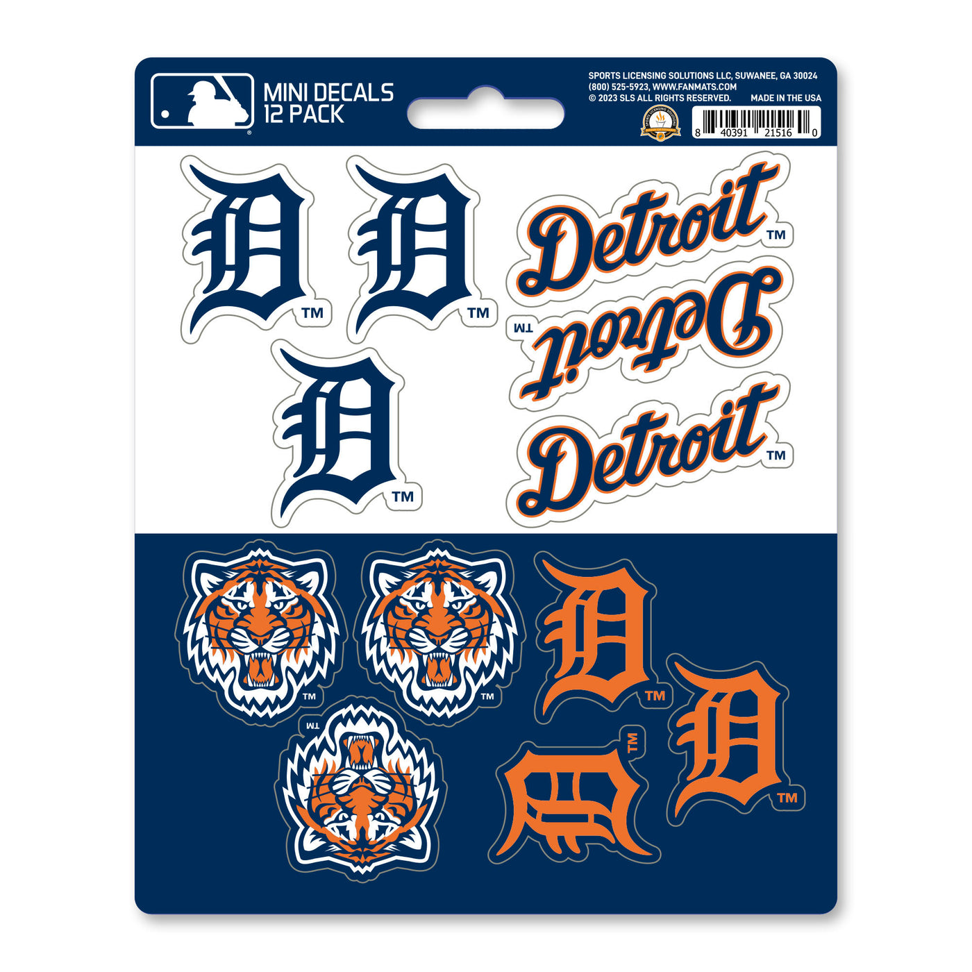 MLB - Detroit Tigers Mini Decal 12-pk