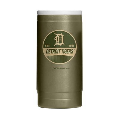 Detroit Tigers Badge Powder Coat Slim Can Coolie