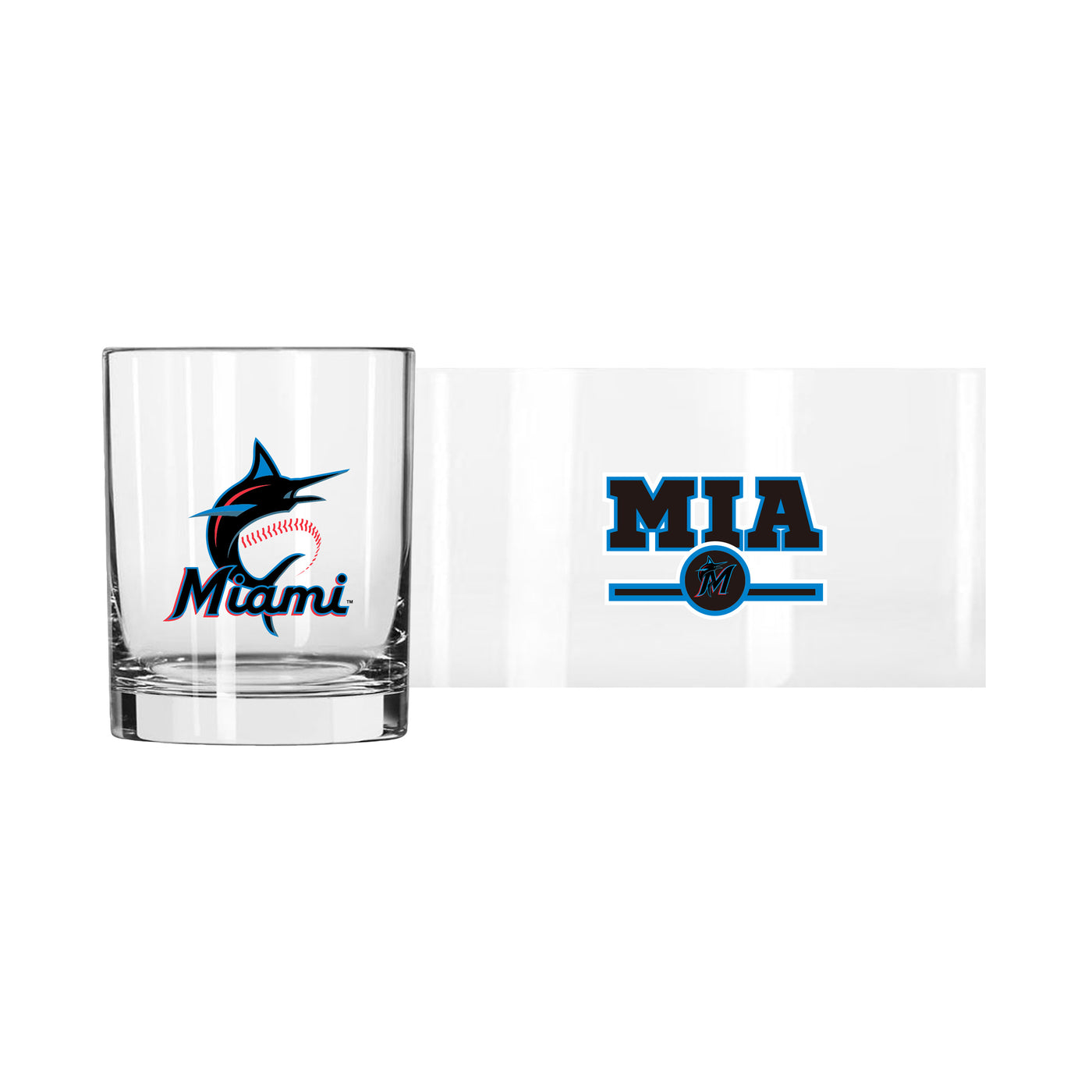 Miami Marlins 14oz Letterman Rocks Glass