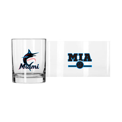 Miami Marlins 14oz Letterman Rocks Glass