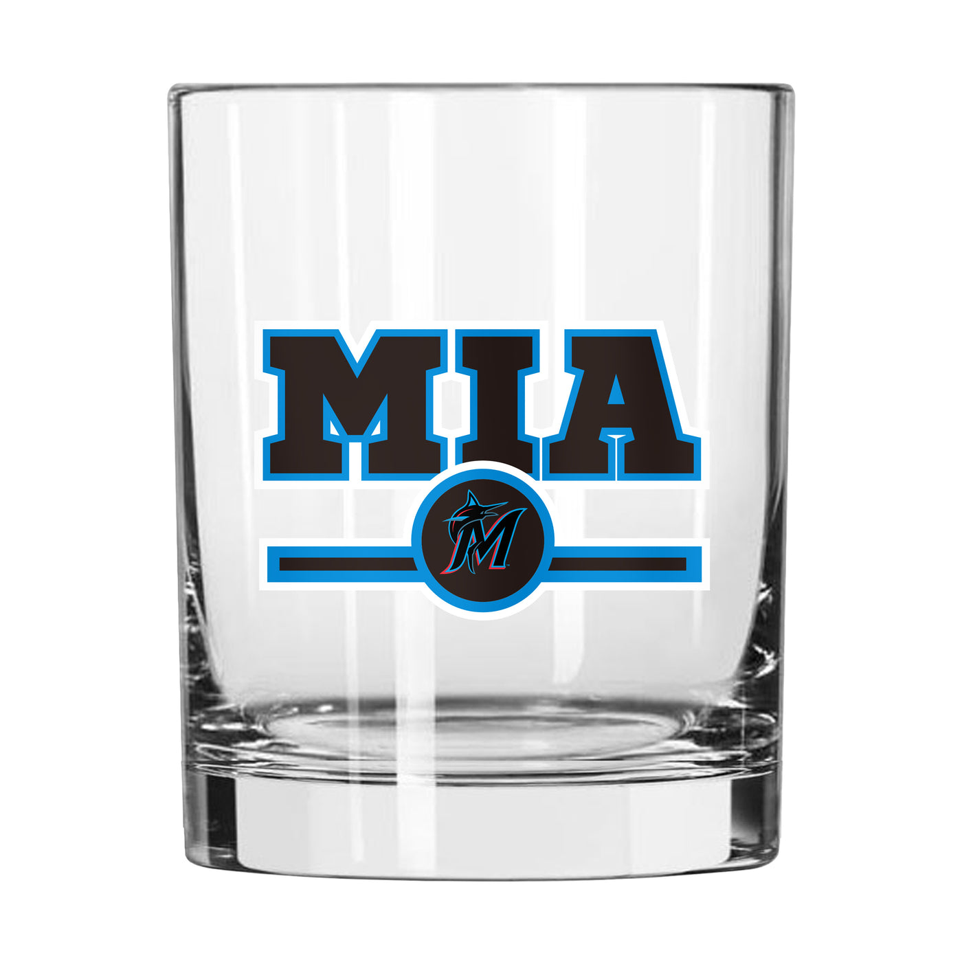 Miami Marlins 14oz Letterman Rocks Glass