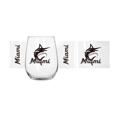 Miami Marlins 16oz Gameday Curved Beverage Glass