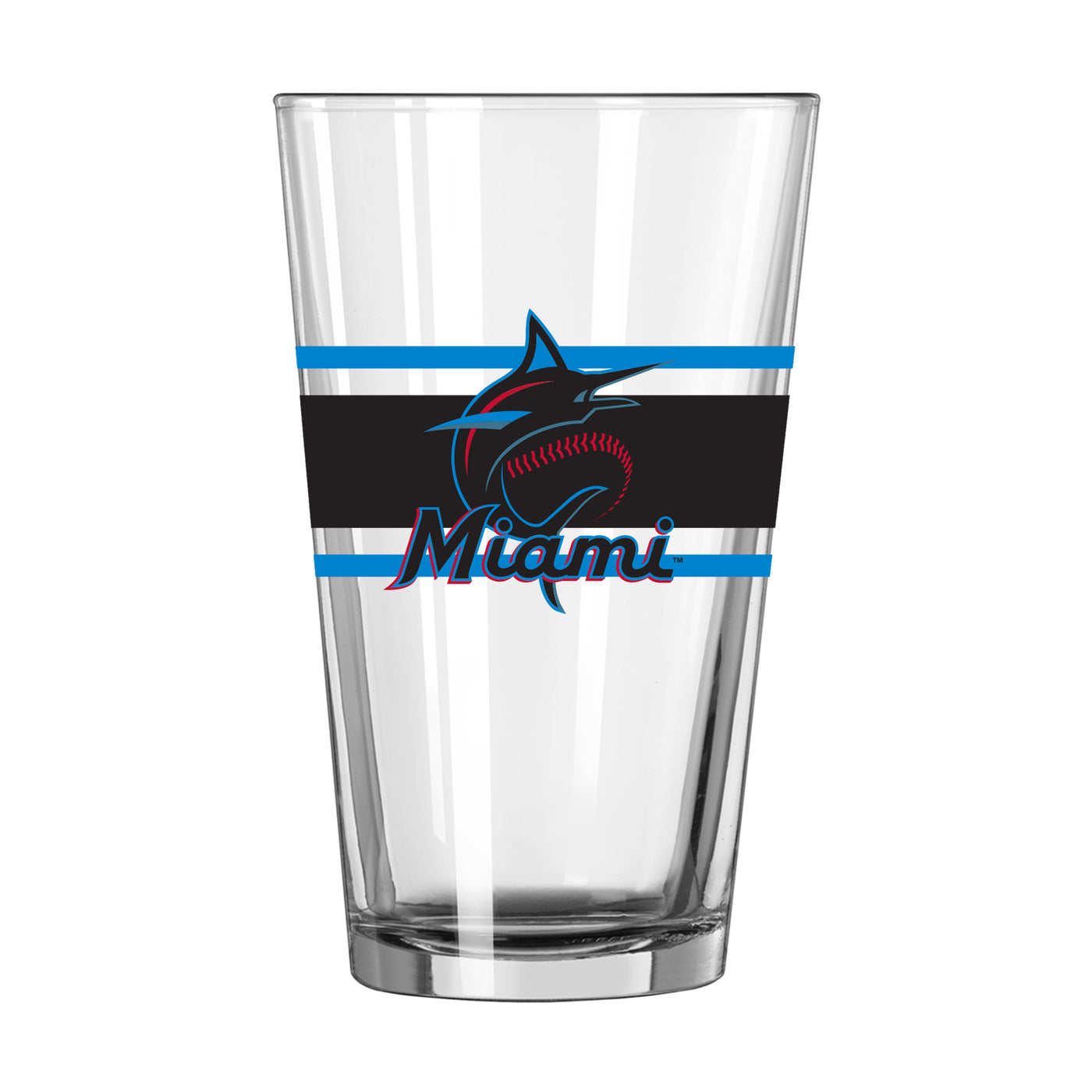 Miami Marlins 16oz Stripe Pint Glass - Logo Brands