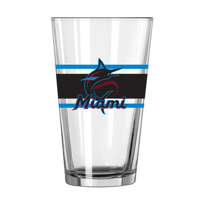Miami Marlins 16oz Stripe Pint Glass - Logo Brands