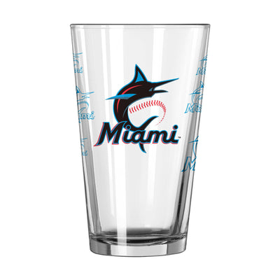 Miami Marlins 16oz Scatter Pint Glass - Logo Brands