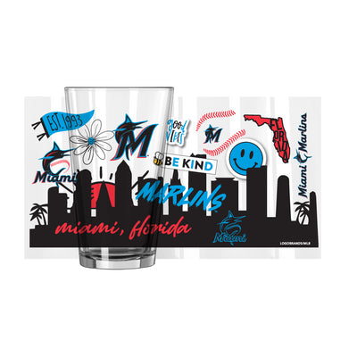 Miami Marlins 16oz Native Pint Glass