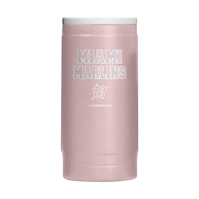 Miami Marlins Stencil Powder Coat Slim Can Coolie