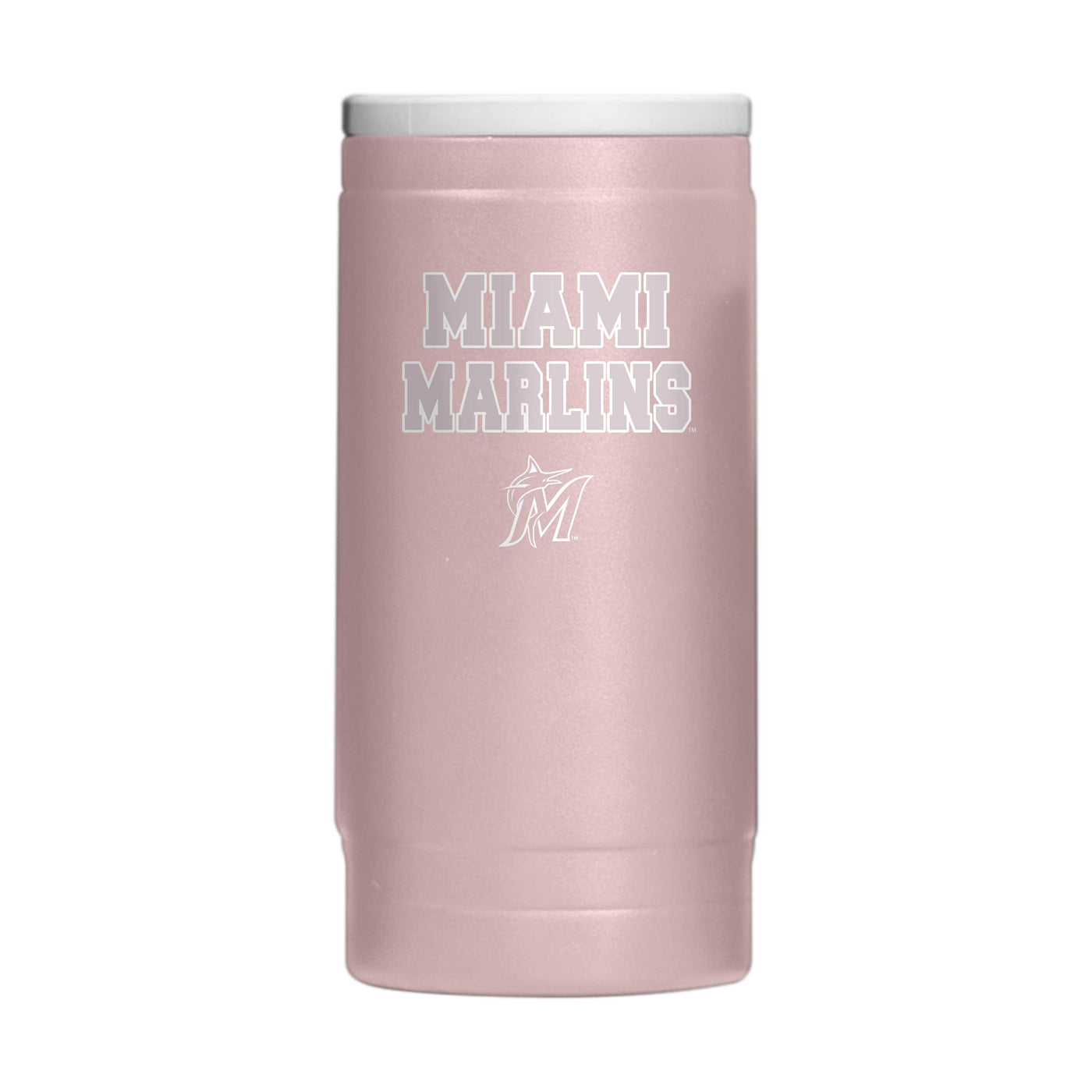 Miami Marlins Stencil Powder Coat Slim Can Coolie