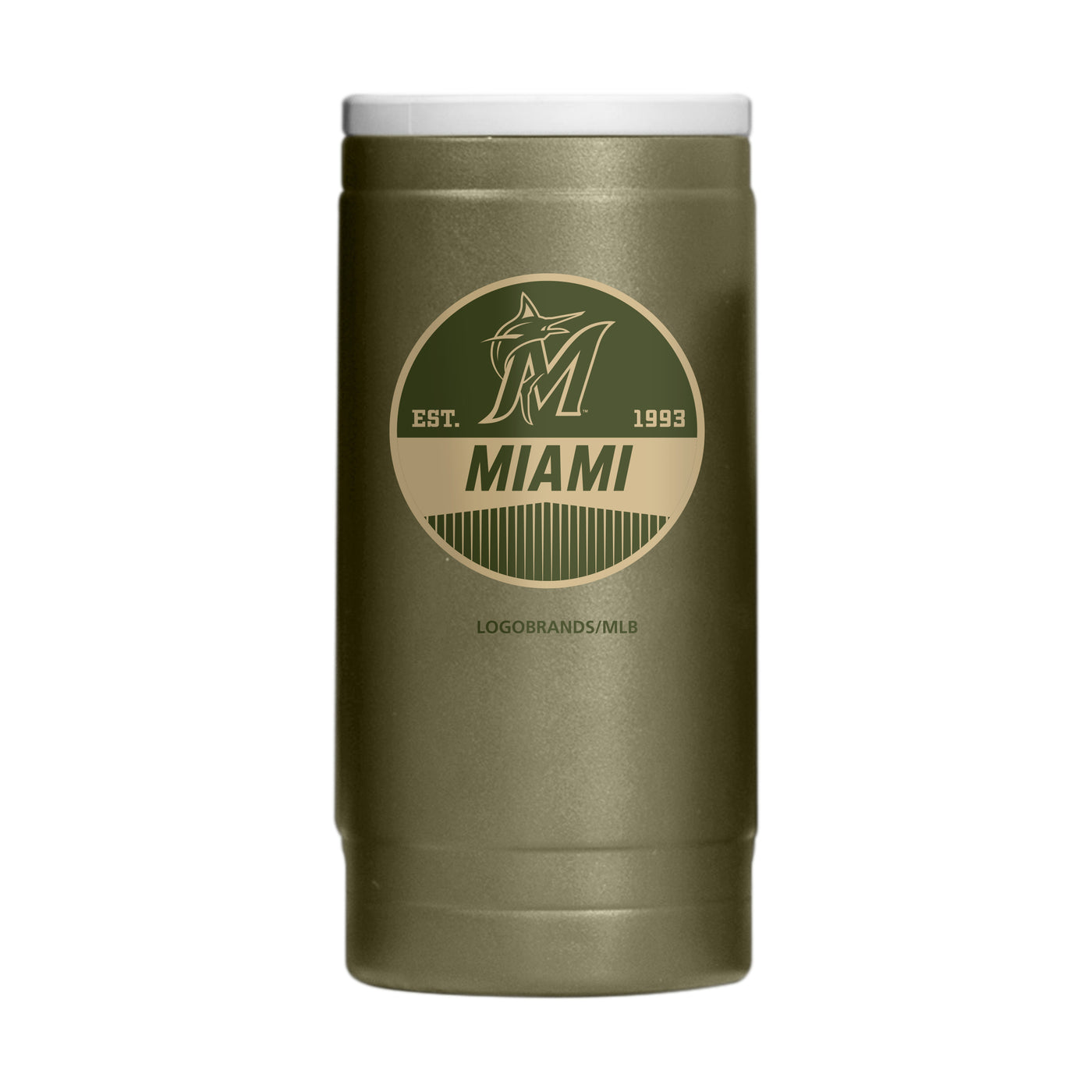 Miami Marlins Badge Powder Coat Slim Can Coolie