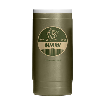 Miami Marlins Badge Powder Coat Slim Can Coolie