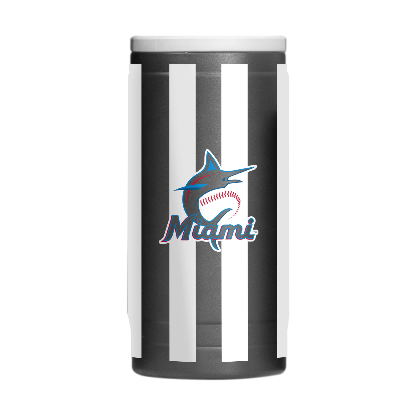 Miami Marlins 12oz Striped Powdercoat SlimCan Coolie