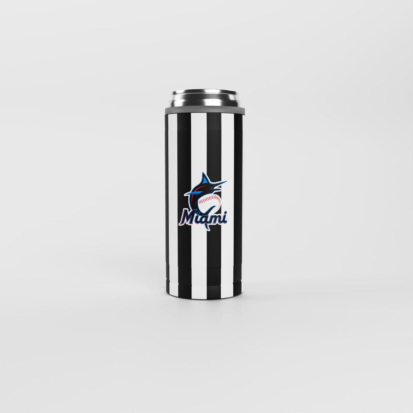 Miami Marlins 12oz Striped Powdercoat SlimCan Coolie