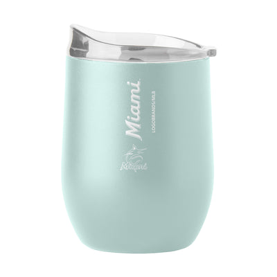 Miami Marlins 16oz Vertical Powder Coat Curved Beverage - Logo Brands