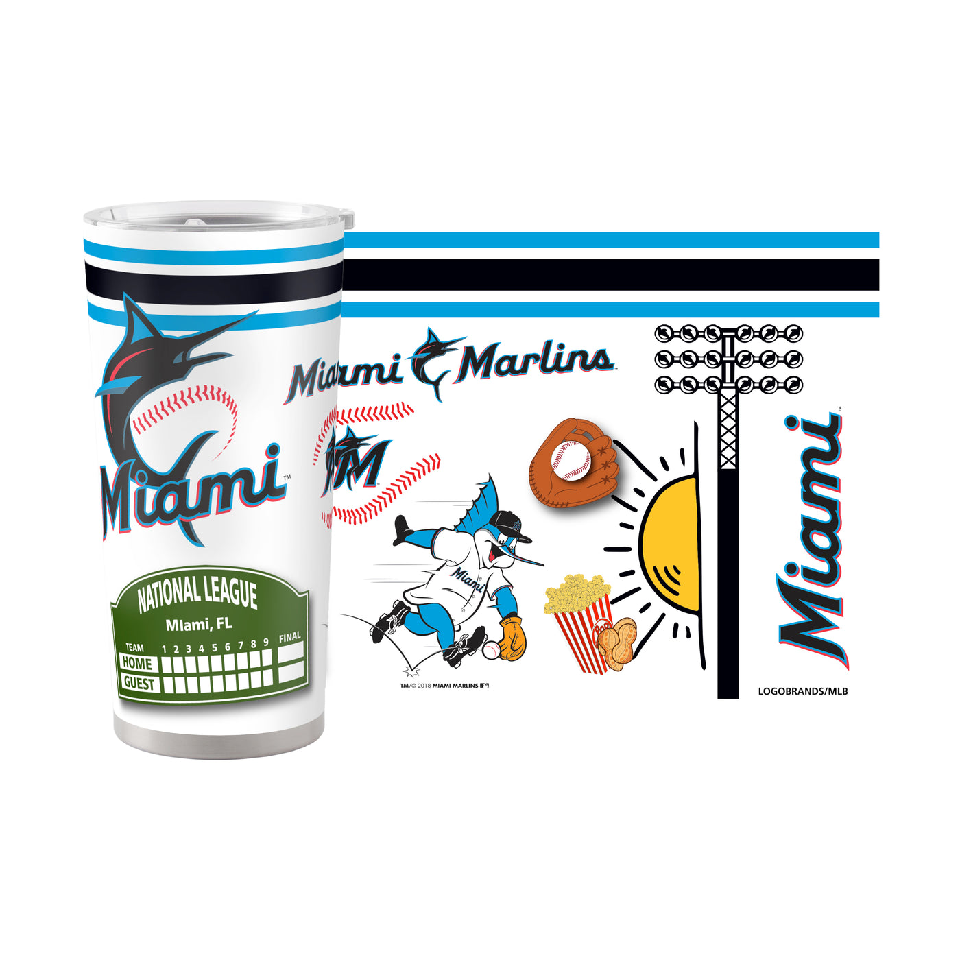 Miami Marlins 20oz Native Stainless Steel Tumbler - Logo Brands