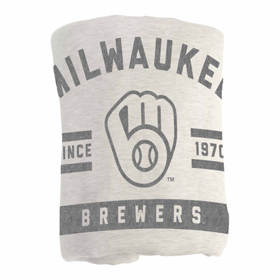 Milwaukee Brewers Oatmeal Sweatshirt Blanket - Logo Brands