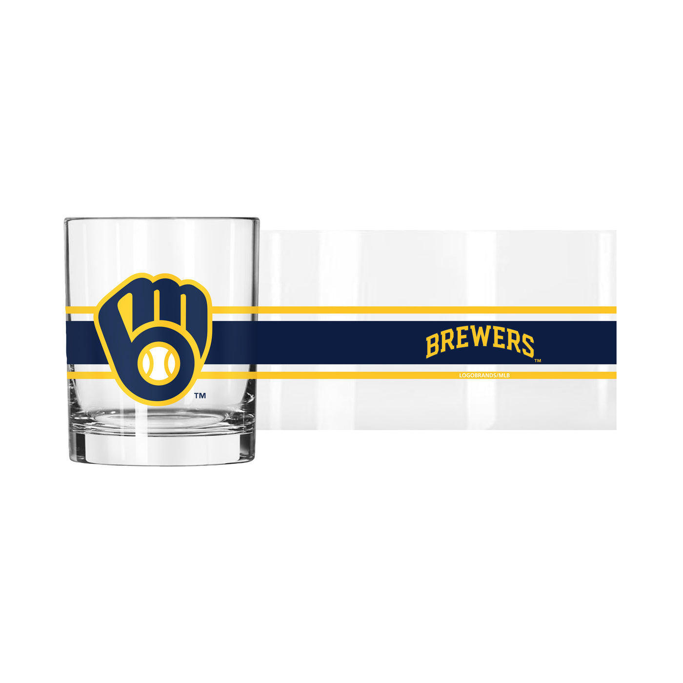 Milwaukee Brewers 14oz Stripe Rocks Glass