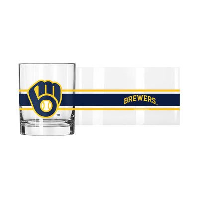 Milwaukee Brewers 14oz Stripe Rocks Glass