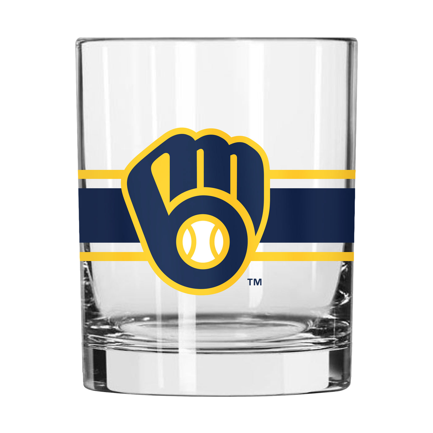 Milwaukee Brewers 14oz Stripe Rocks Glass