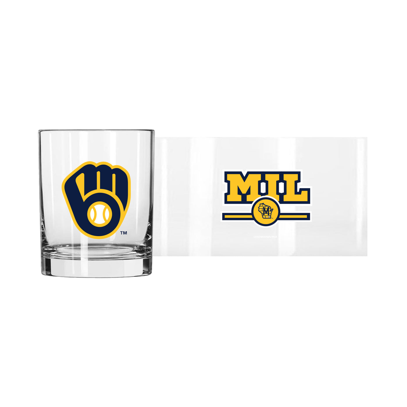Milwaukee Brewers 14oz Letterman Rocks Glass