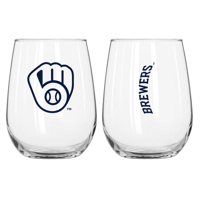 Milwaukee Brewers 16oz Gameday Curved Beverage Glass - Logo Brands