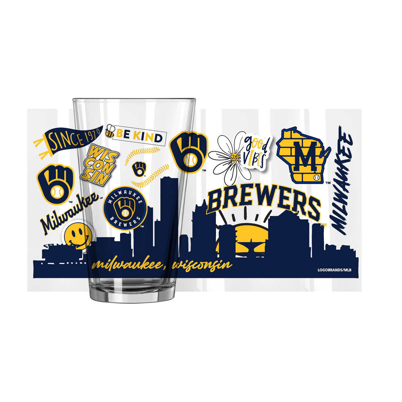 Milwaukee Brewers 16oz Native Pint Glass