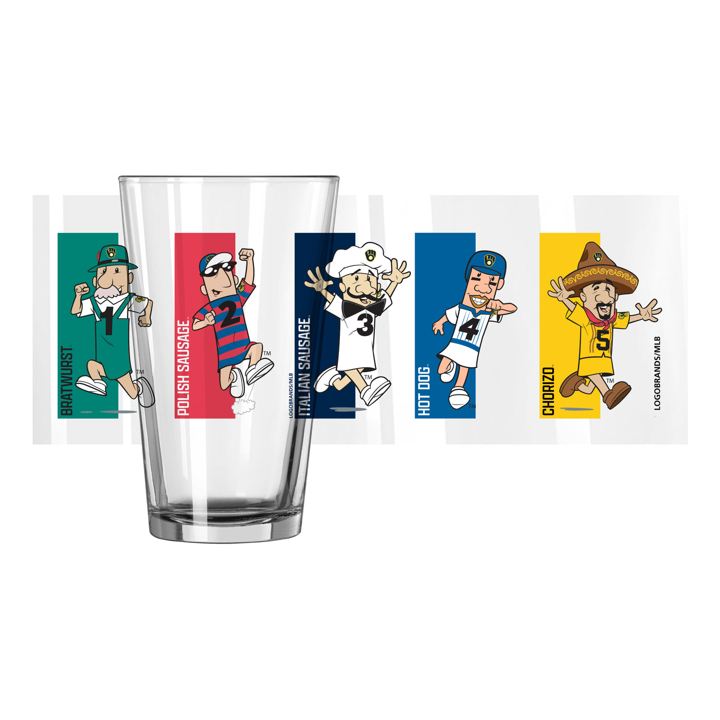 Milwaukee Brewers 16oz Racing Sausages Pint Glass