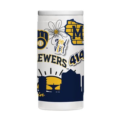 Milwaukee Brewers 12oz Native Powder Coat Slim Can Coolie